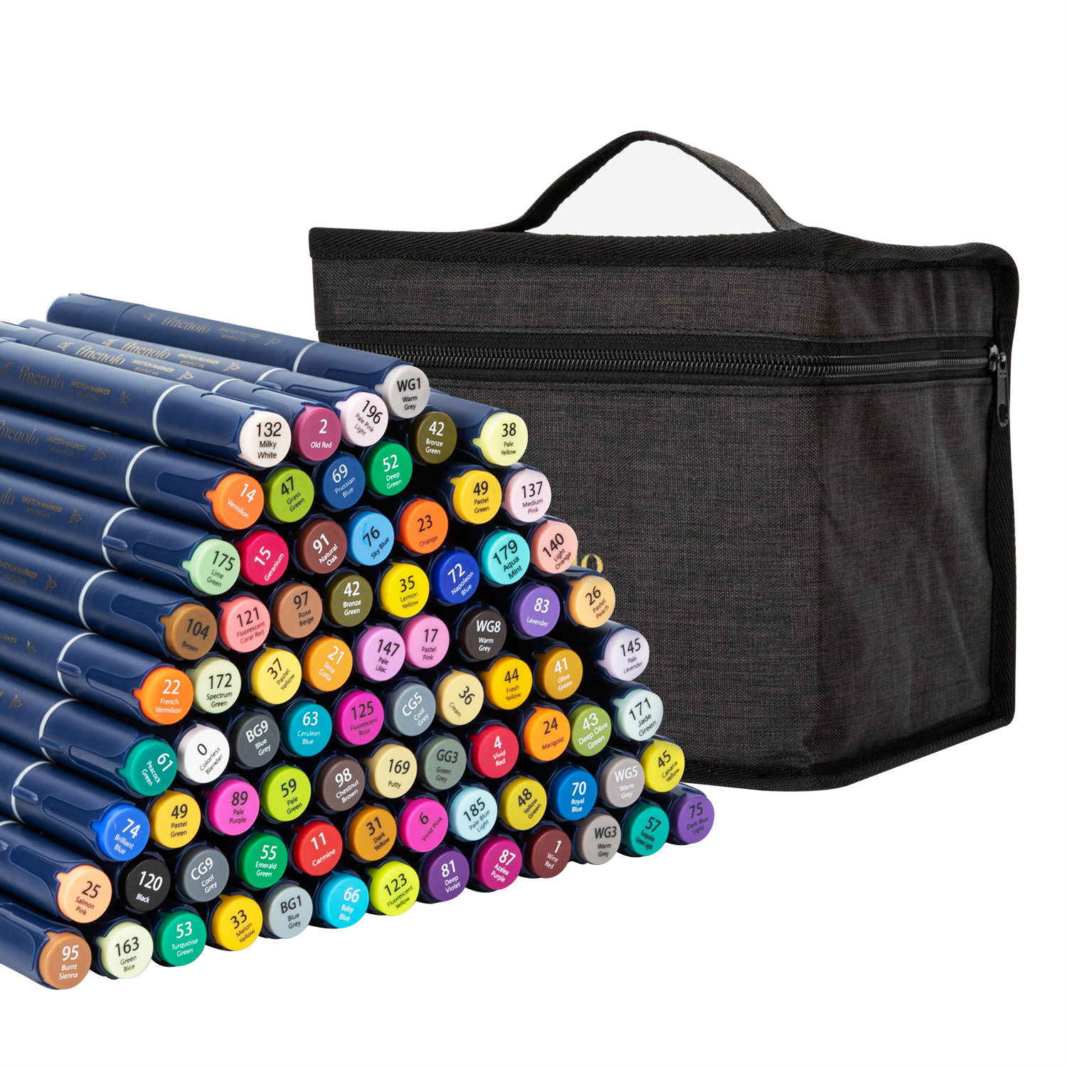 Set 80 Markere Sketching Varf Dublu Rotund/Tesit Husa Textila Deli