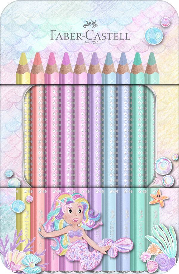 Set Cadou 10 Creioane Colorate Sparkle Jumbo Pastel Faber-castell