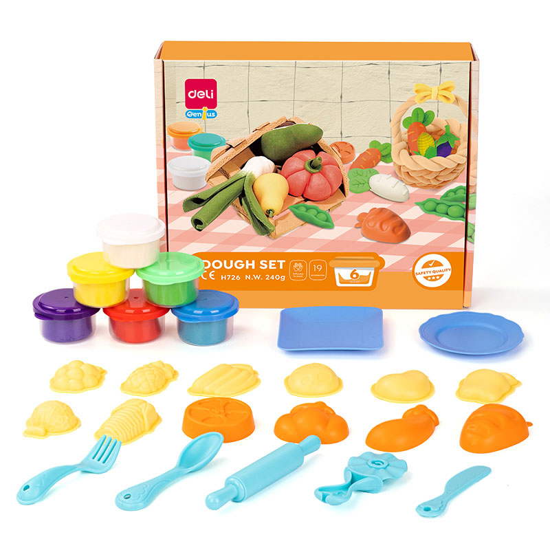 Set Creativ Plastilina + 19 Accesorii Fructe Si Legume Deli