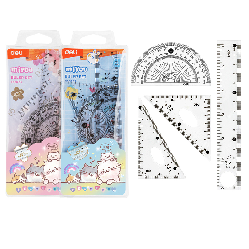Set geometrie 4 piese transp.  bumpees eg00803 deli [1]