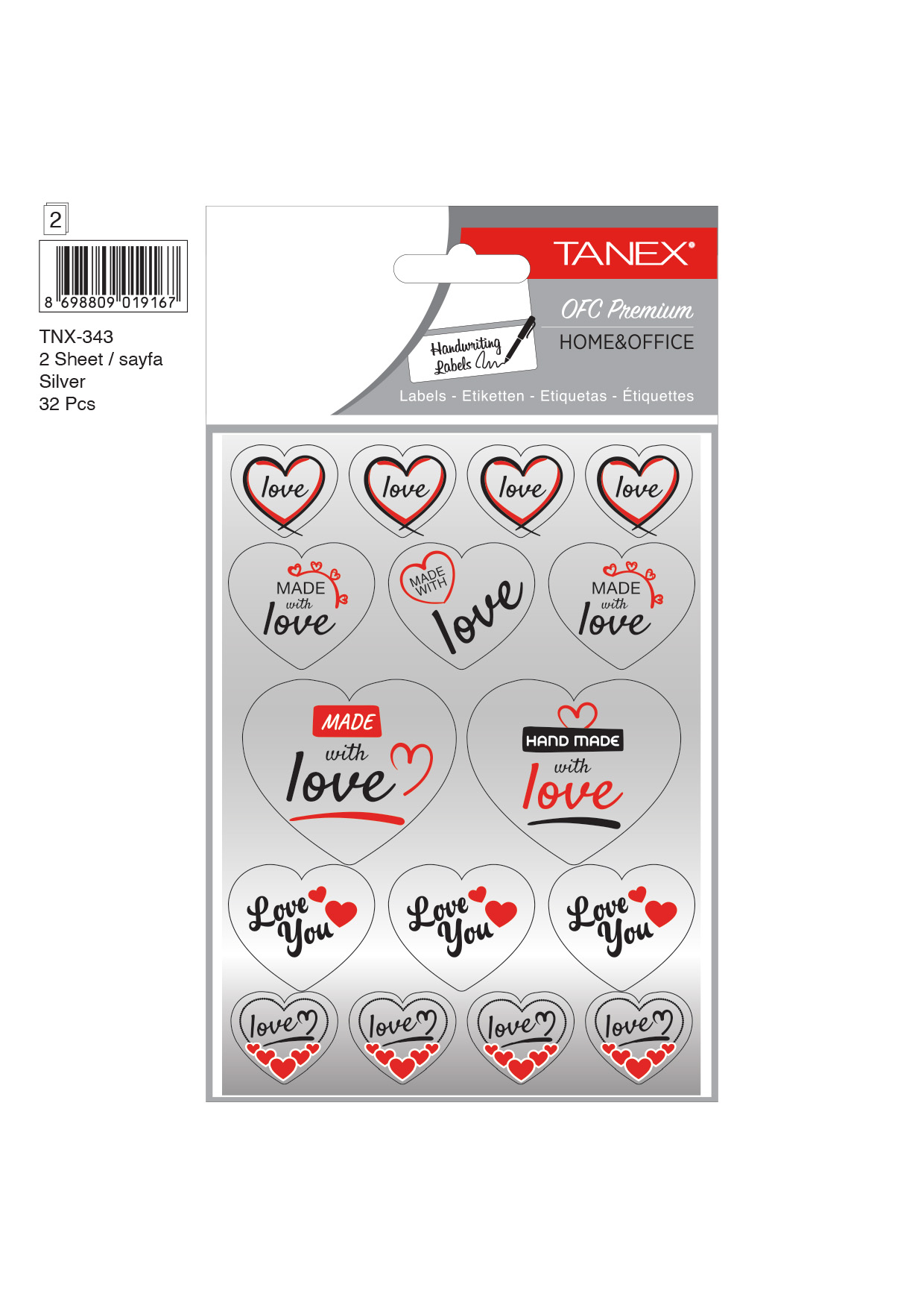 Sticker Made With Love 2/Set TNX-343 Tanex