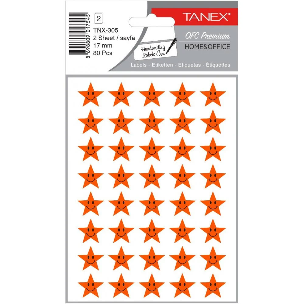 Sticker Smiley Stars Portocalii 80/Set TNX-305 Tanex