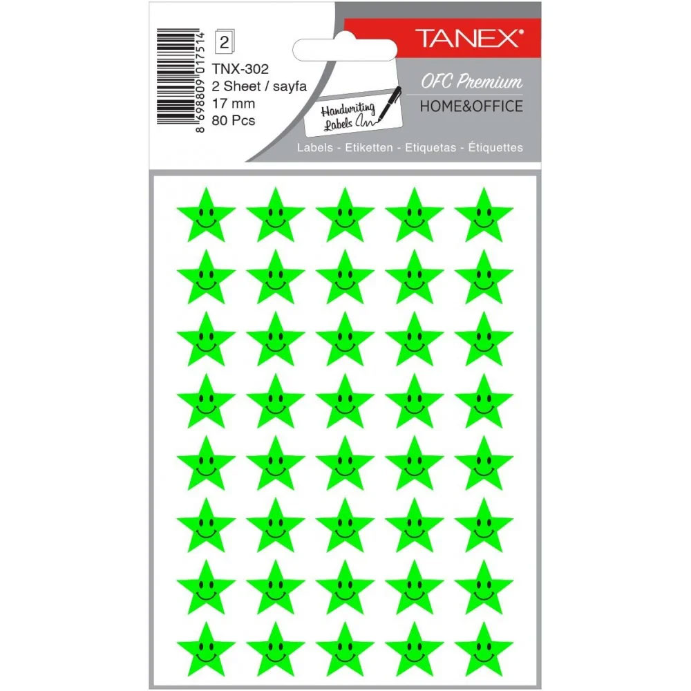 Sticker Smiley Stars Verzi 80/Set TNX-302 Tanex