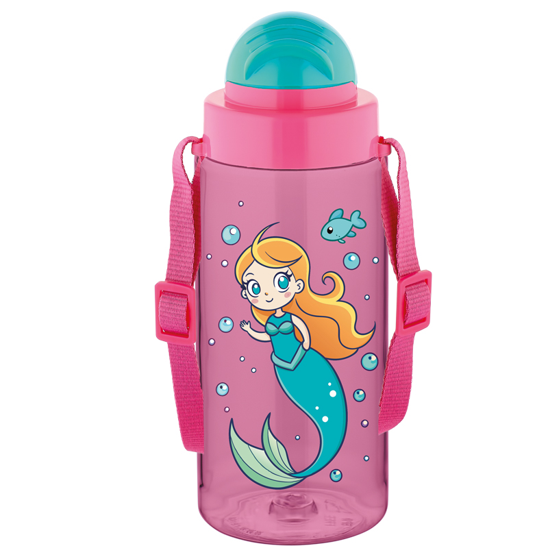 Sticla apa pt copii tritan 500ml cu pai si curea transport t-0107 noki
