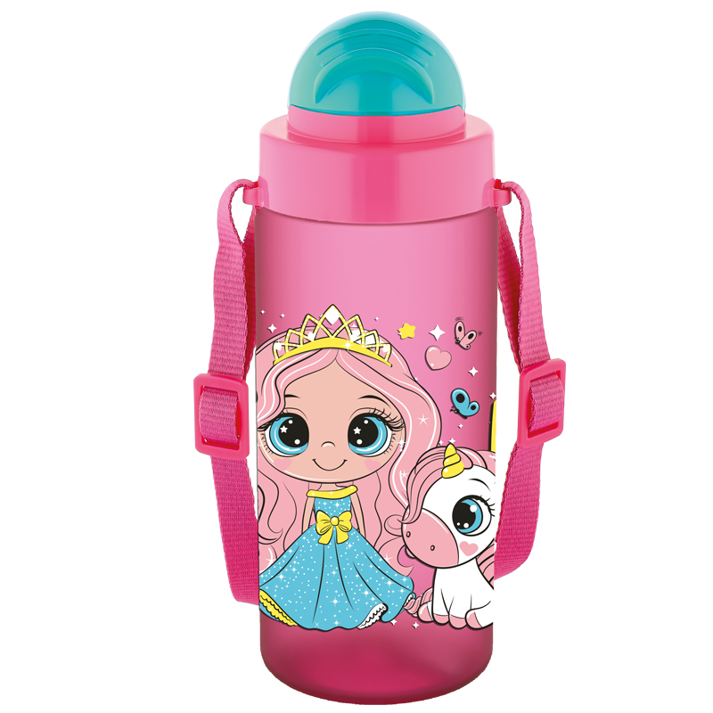 Sticla apa pt copii tritan soft touch 500ml cu pai si curea transport t-0106 noki