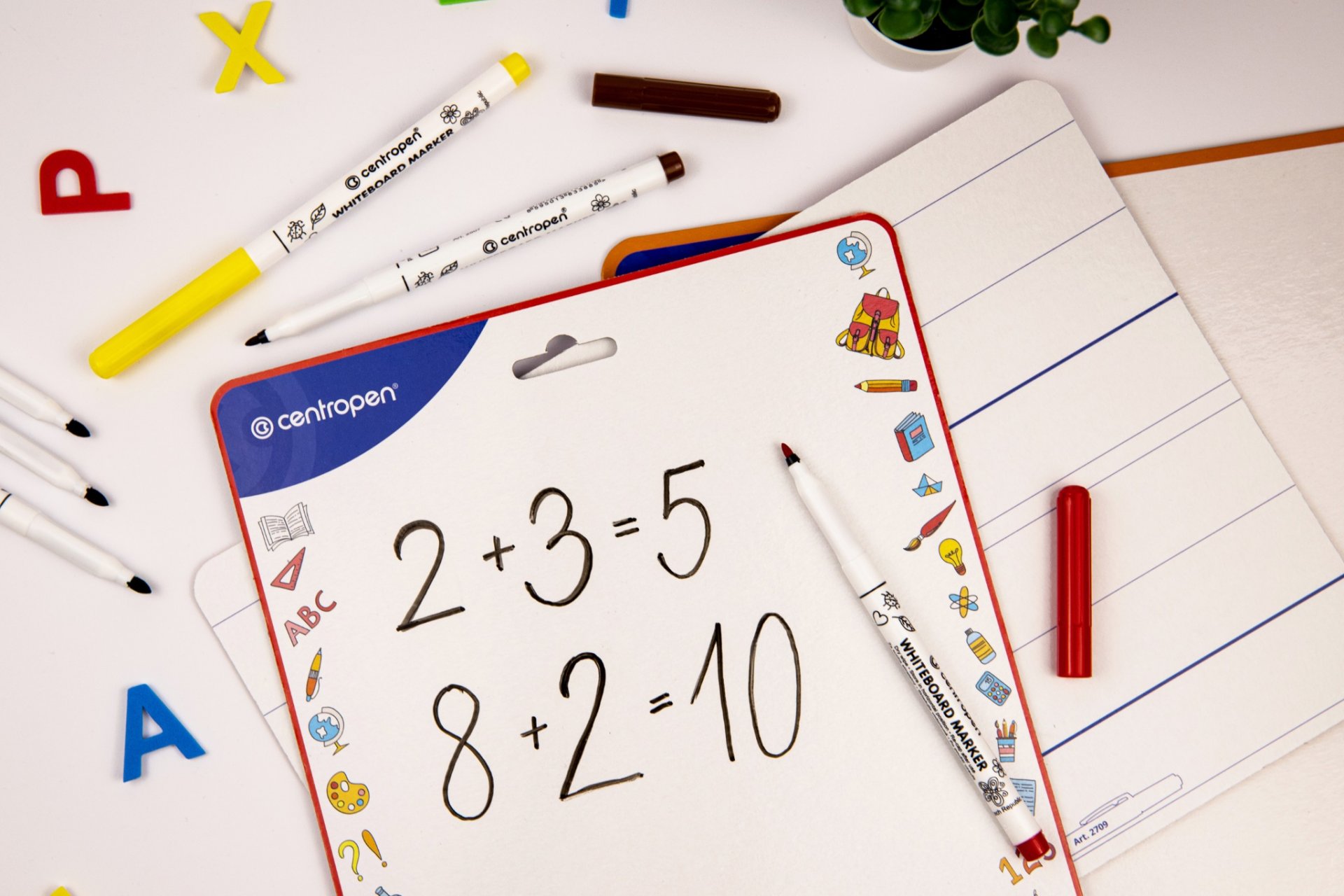 Tabla scolara 2 fete + 2 markere whiteboard 21 x 29.7 cm centropen [2]