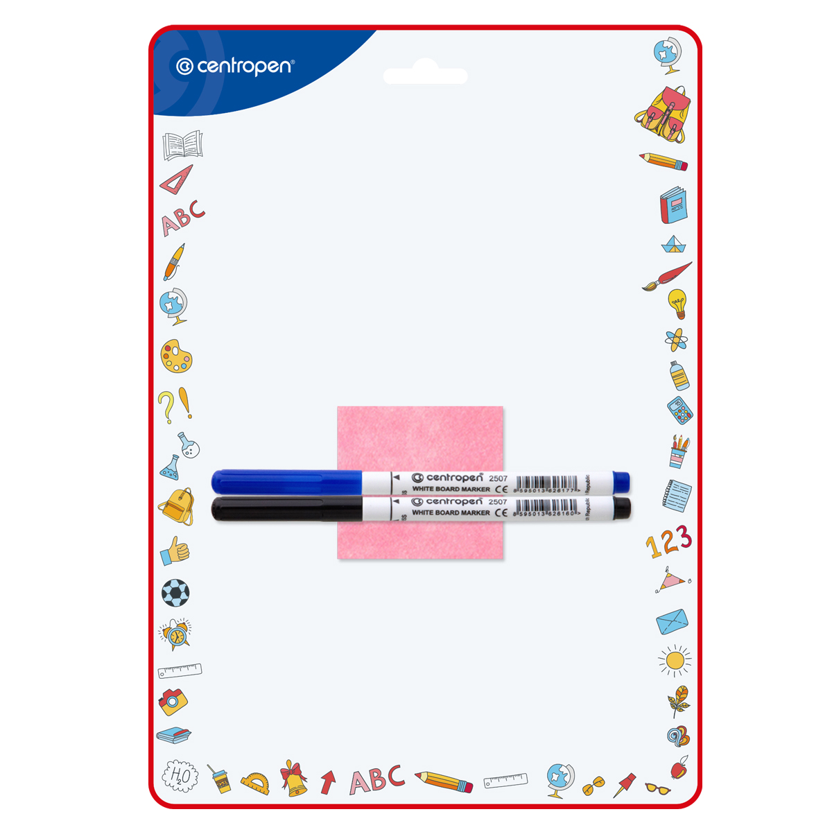 Produse pentru prezentare și afișare - Tabla scolara 2 fete + 2 markere whiteboard 21 x 29.7 cm centropen