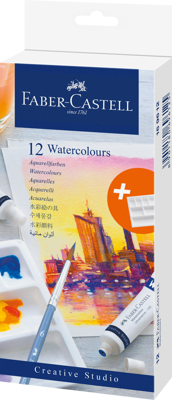 Tempera Acuarele 12 Culori 9ML + Paleta Faber-castell