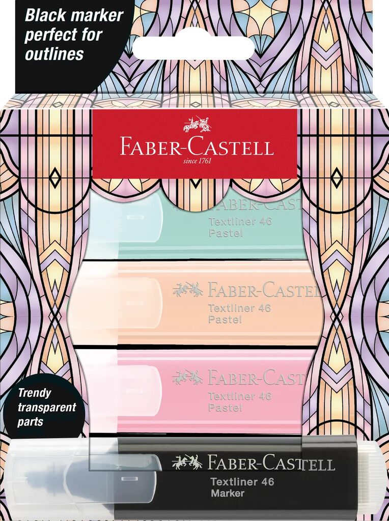 Textmarker Set 4 Pastel Editie Speciala Glassy Faber-castell