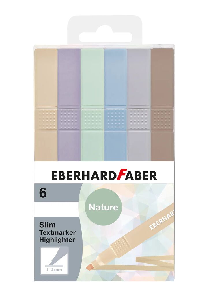 Textmarker Slim Patrat Set 6 Buc Nuante Naturale Eberhard Faber