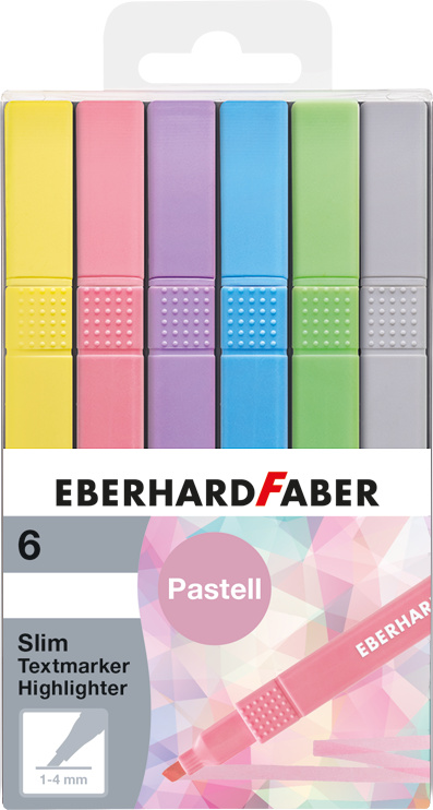 Textmarker Slim Patrat Set 6 Buc Pastel Eberhard Faber