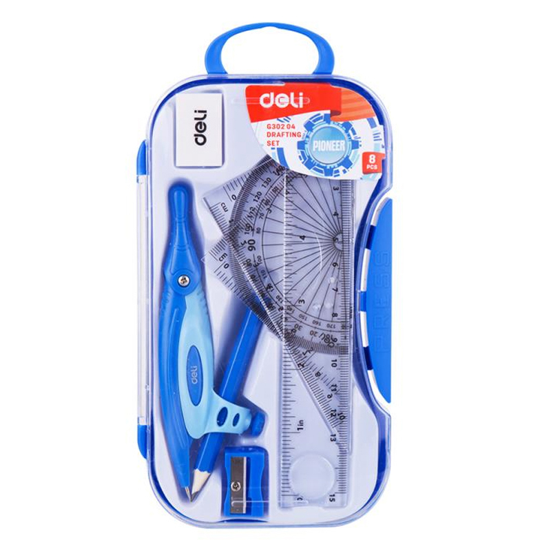 Rechizite Școlare - Trusa geometrie 7 piese cutie plastic deli