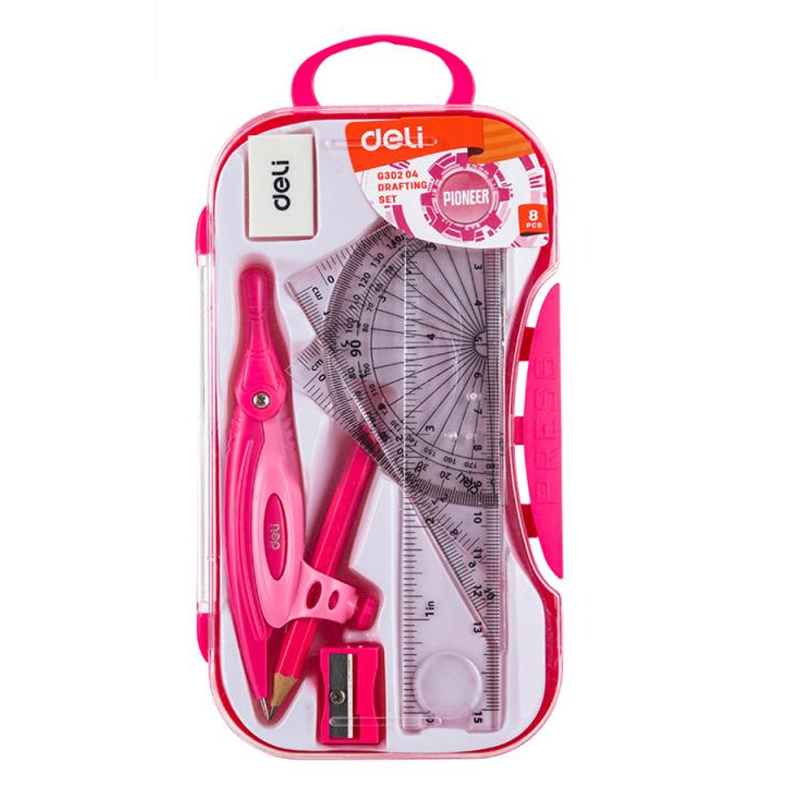 Trusa geometrie 7 piese cutie plastic deli [1]