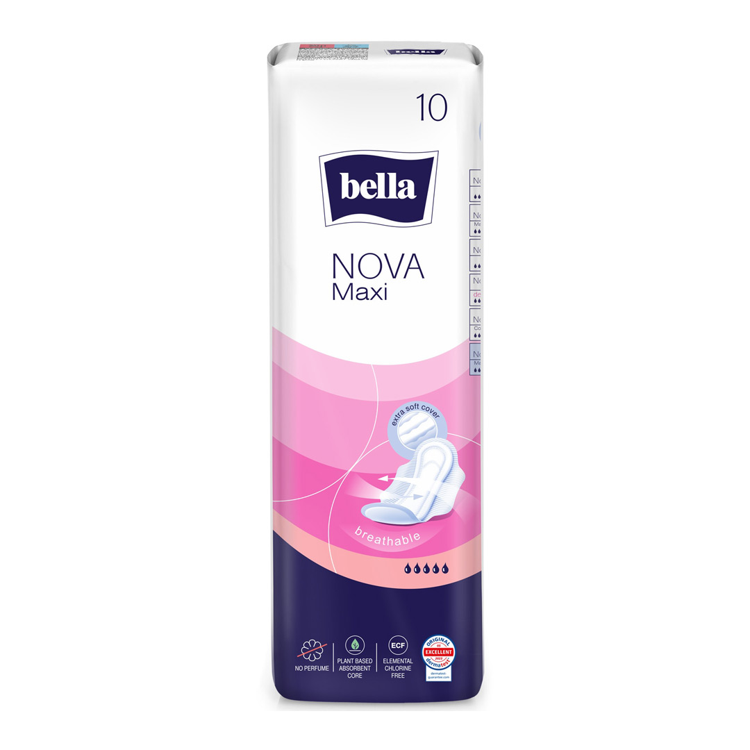 Absorbante clasice cu aripioare Nova Maxi, 10 bucati, Bella