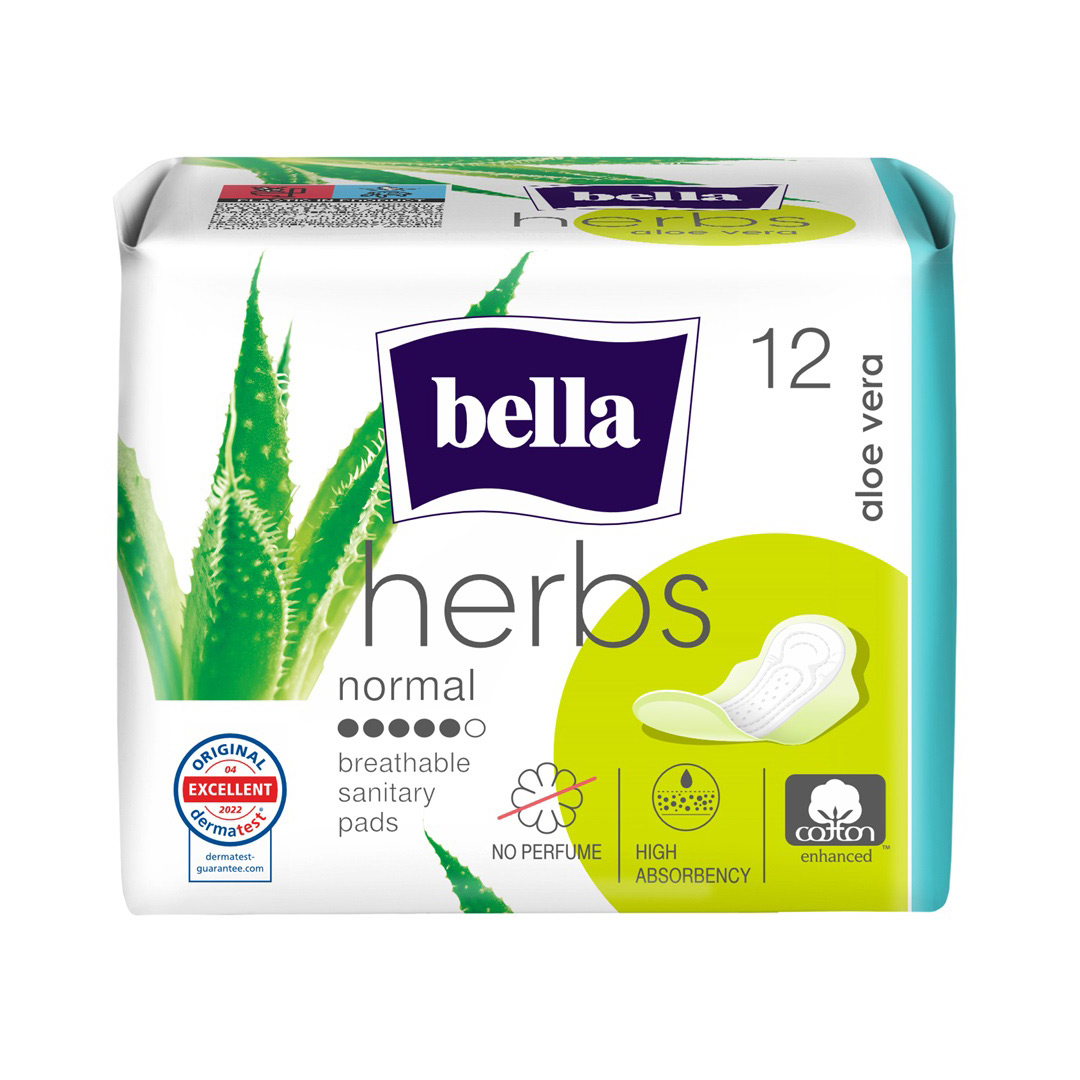 Absorbante igienice cu aloe vera Herbs, 12 bucati, Bella