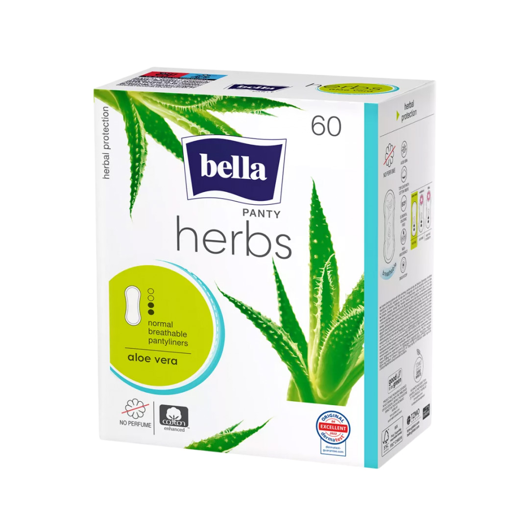 Absorbante Zilnice, Herbs Panty Aloe Vera, 60 bucati, Bella