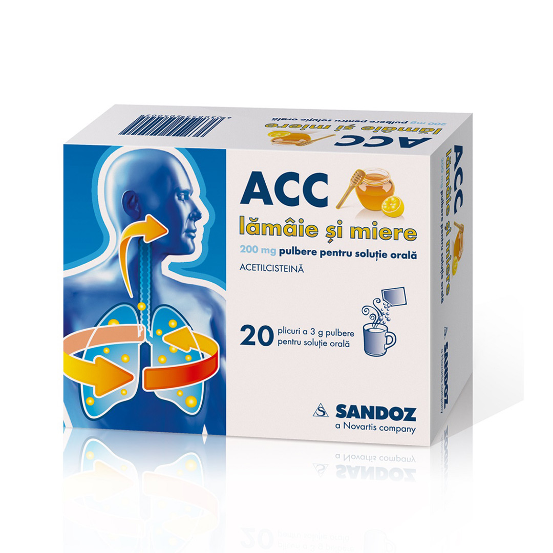 ACC lamaie si miere 200 mg, 20 plicuri, Sandoz