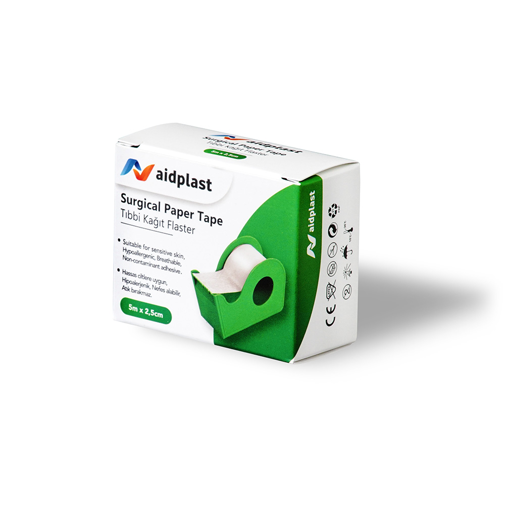 Aidplast Banda adeziva suport microporos (hartie) 5 m x 2.5 cm, 1 buc/cutie, Aidplast