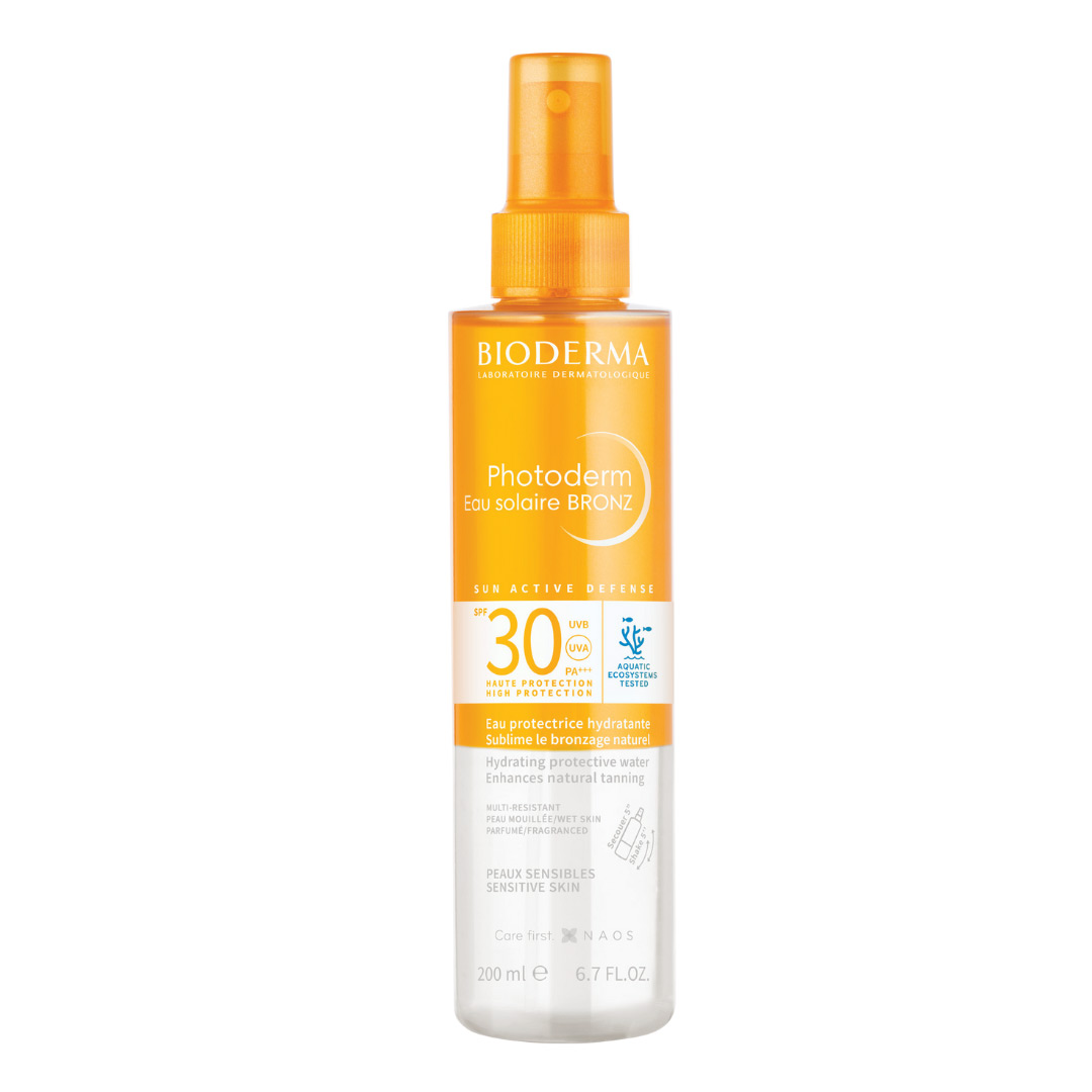 Apa cu protectie solara SPF 30 pentru piele sensibila Photoderm Bronz, 200 ml, Bioderma