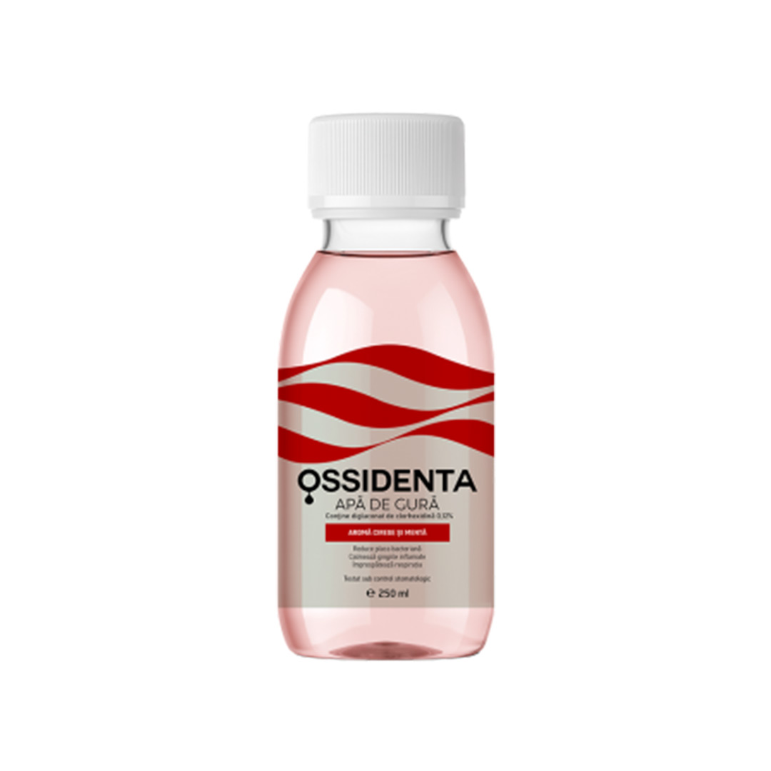 Apa de gura cu aroma de cirese si menta Ossidenta, 250 ml, Biofarm