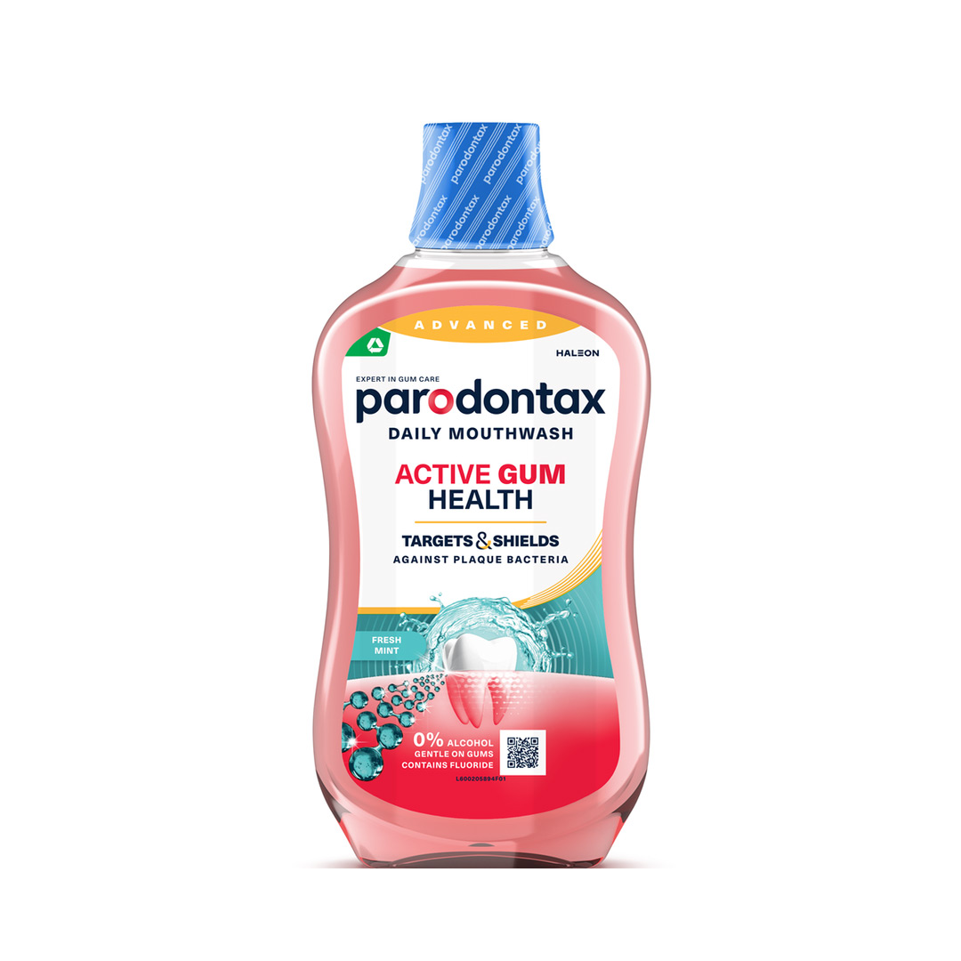 Apa de gura fara alcool active Gum Health Fresh Mint Parodontax, 500 ml, Haleon