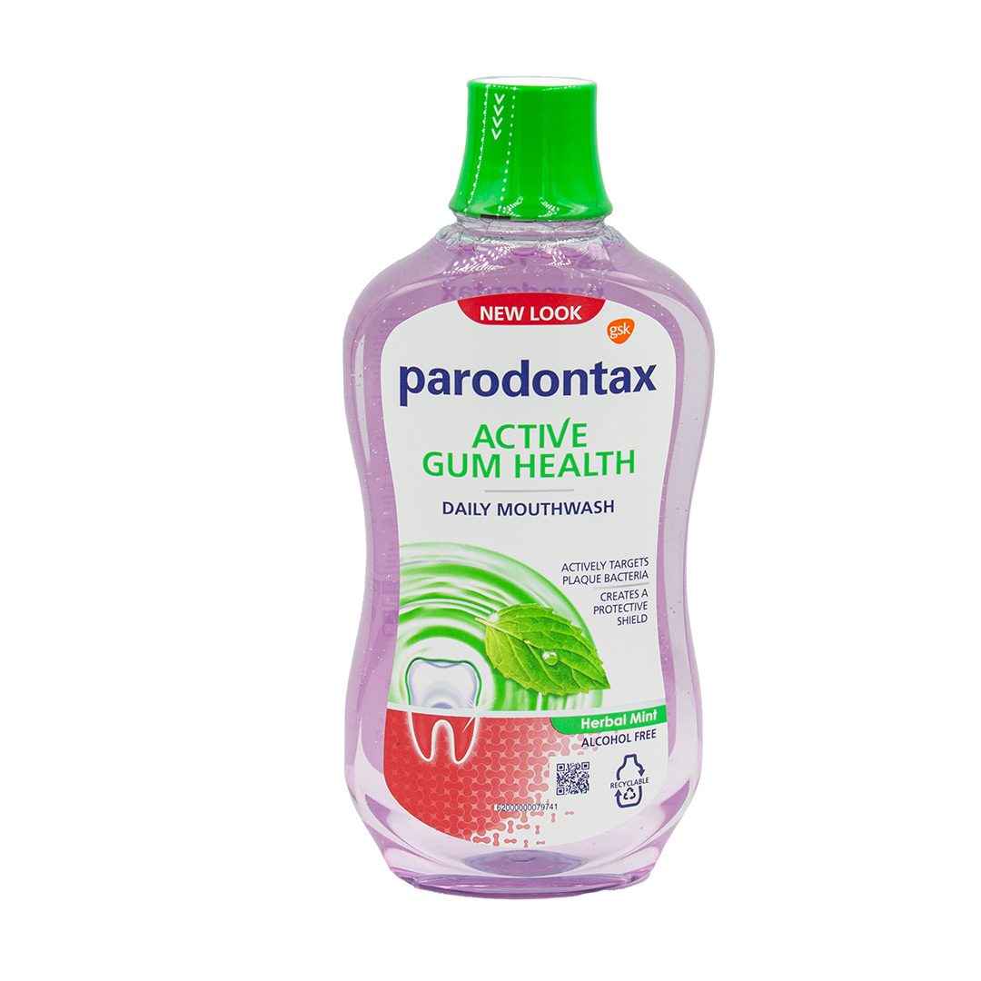 Apa de gura fara alcool Active Gum Health Herbal Mint Parodontax, 500 ml, Gsk