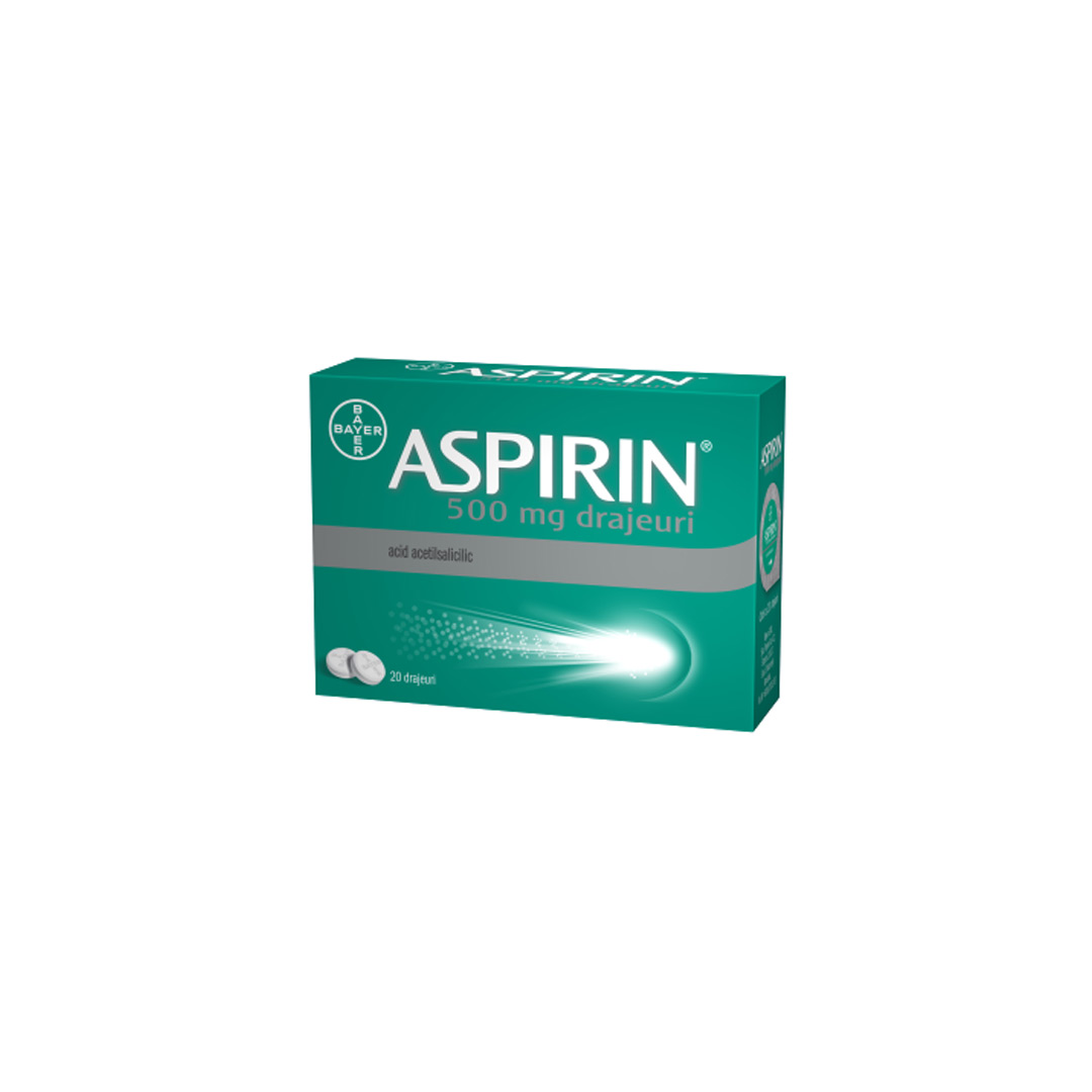 Aspirin 500 mg, 20 drajeuri, Bayer