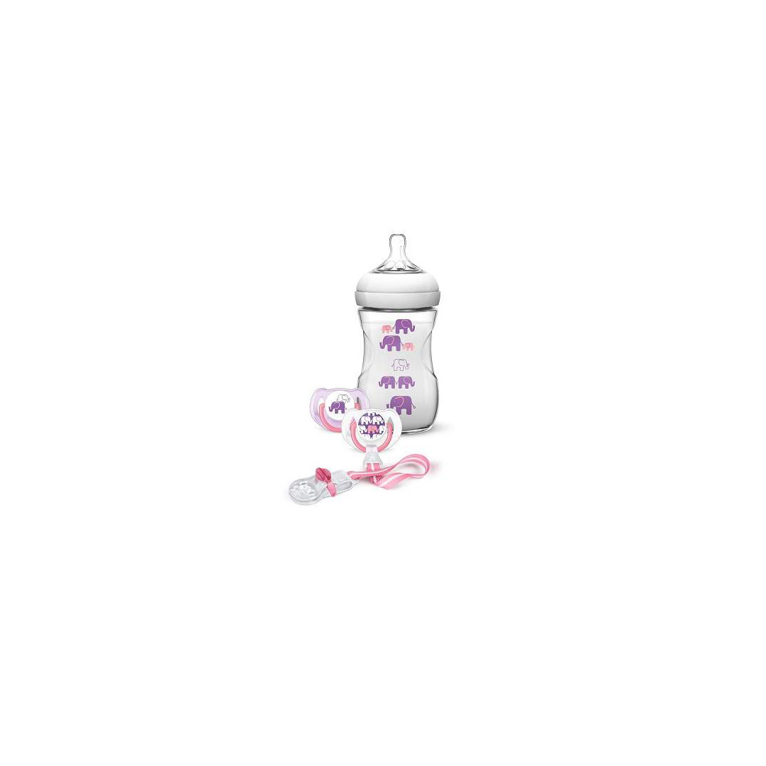 Pachet: biberon natural, 260 ml, pentru fete, SCD628/01, Philips Avent