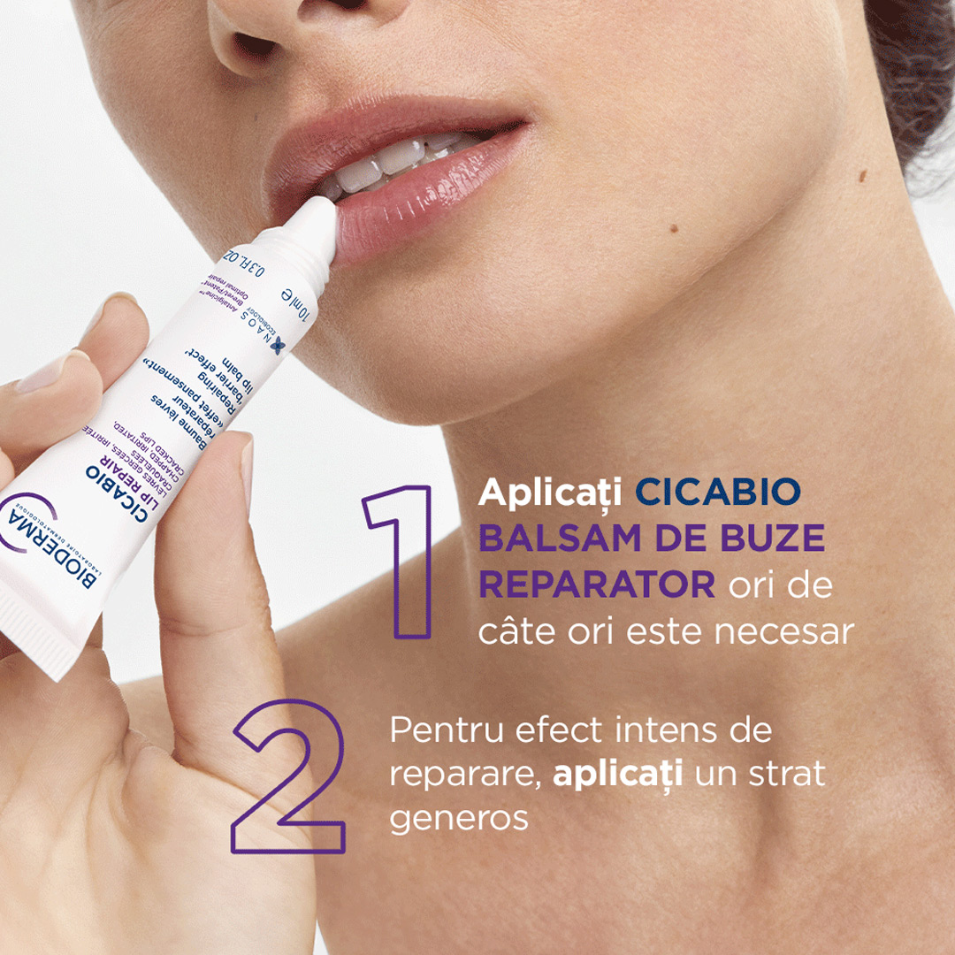 Balsam de buze reparator Cicabio, 10 ml, Bioderma, [4],farmaciabajan.ro