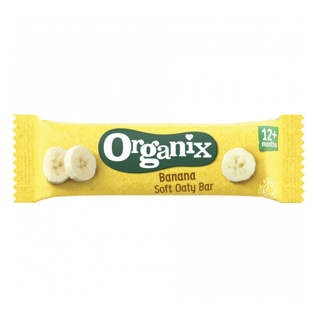Batoane Bio din cereale cu ovaz integral si banane, +12 luni, 23 g, Organix