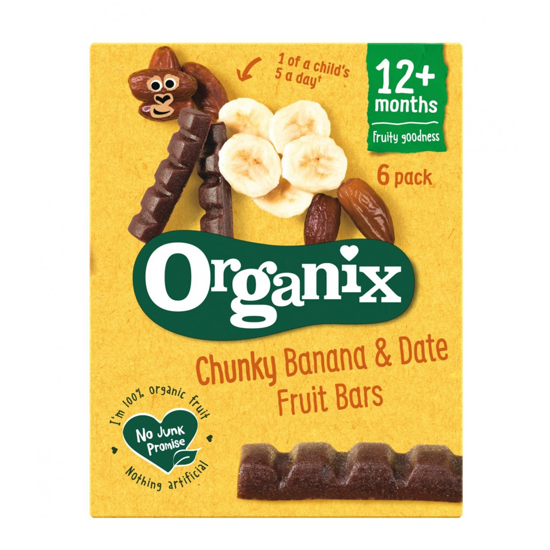 Batoane Bio din curmale si banane, + 12 luni, 6 batoane x 17 g, Organix