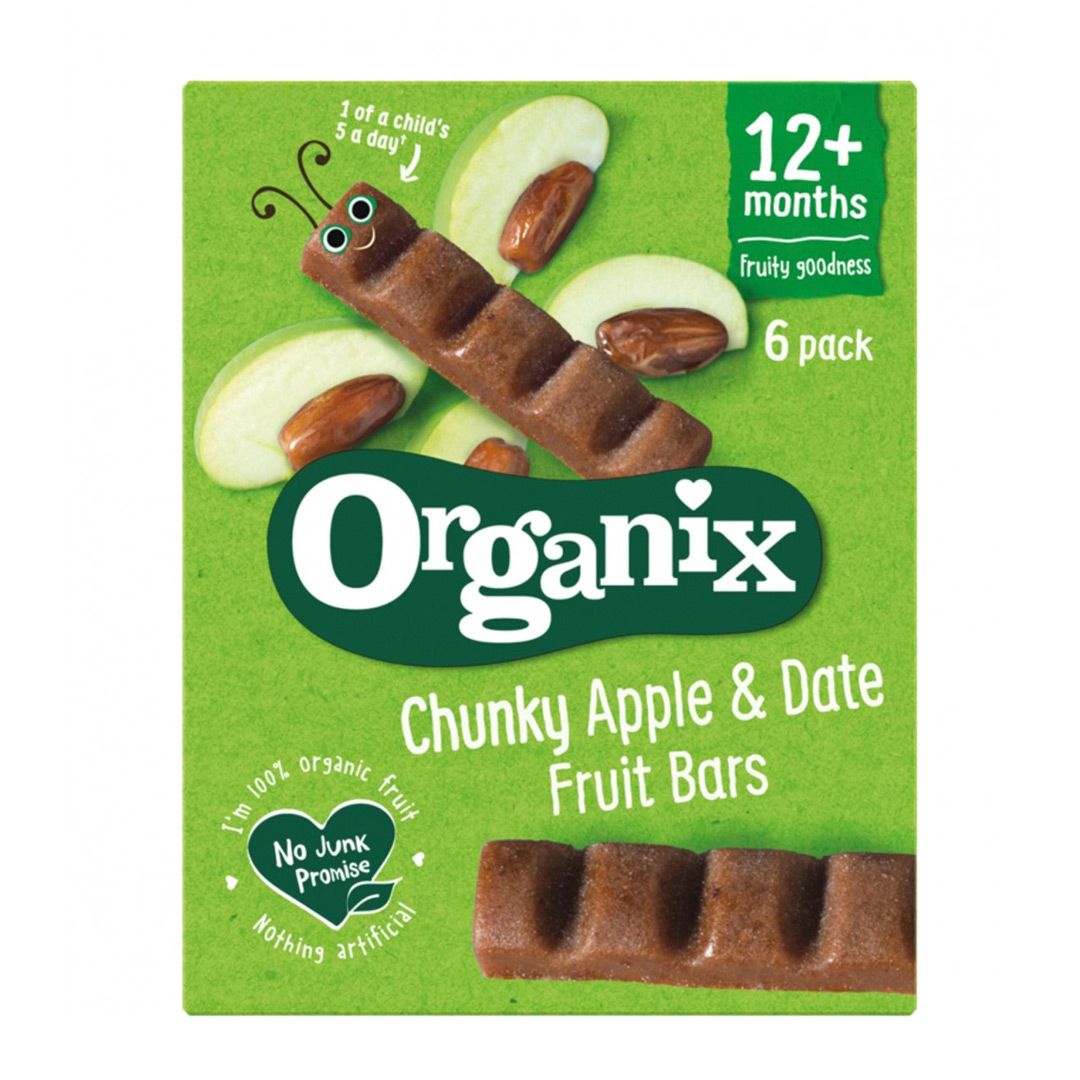 Batoane Bio din curmale si mere, 6 batoane x 17 g, Organix