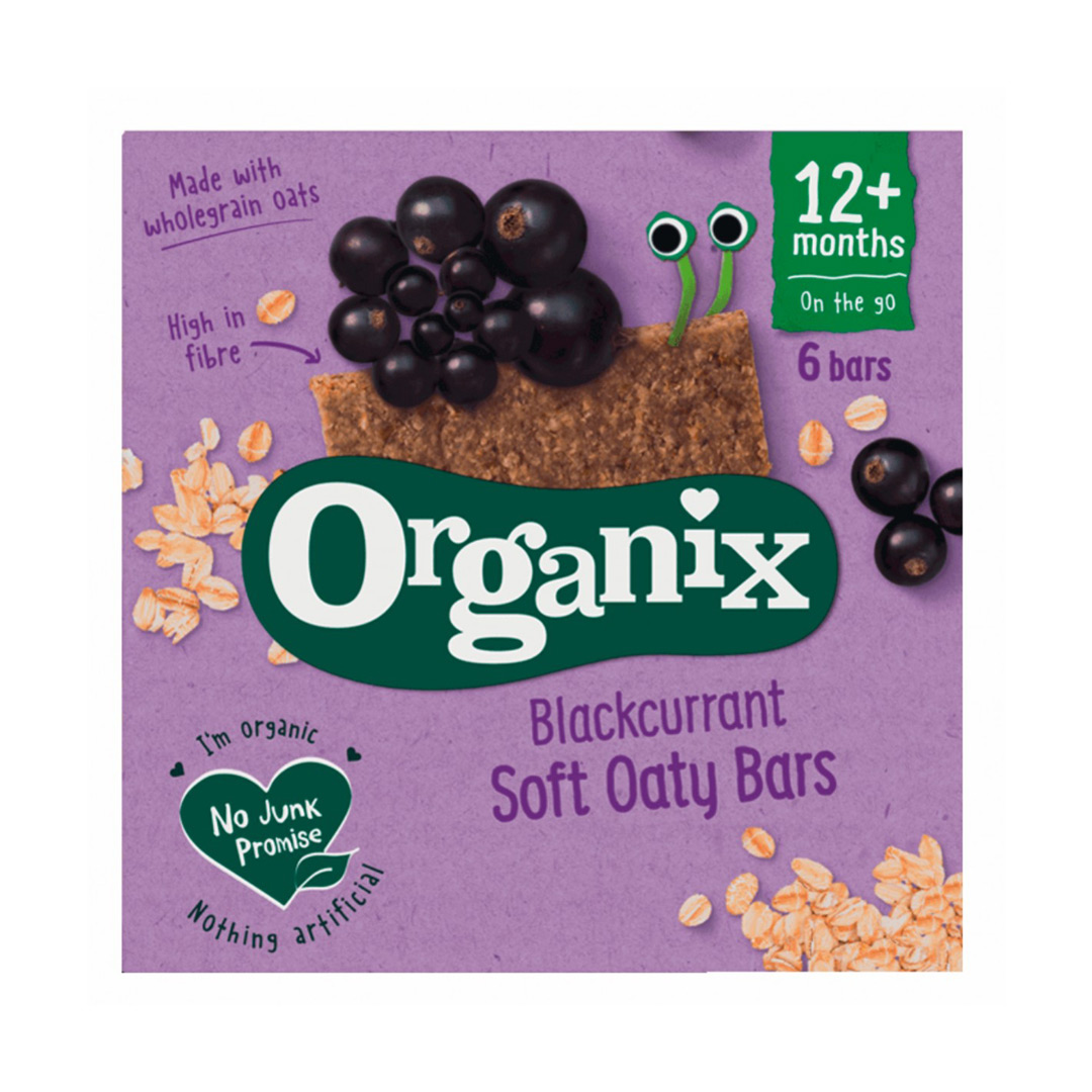 Batoane Bio din ovaz integral cu mere si coacaze negre, +12 luni, 6 batoane x 23 g, Organix