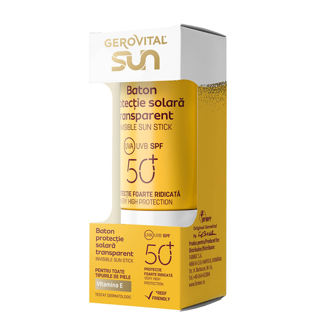 Baton trnsparent cu protectie solara SPF 50+ Sun, 12 ml, Gerovital