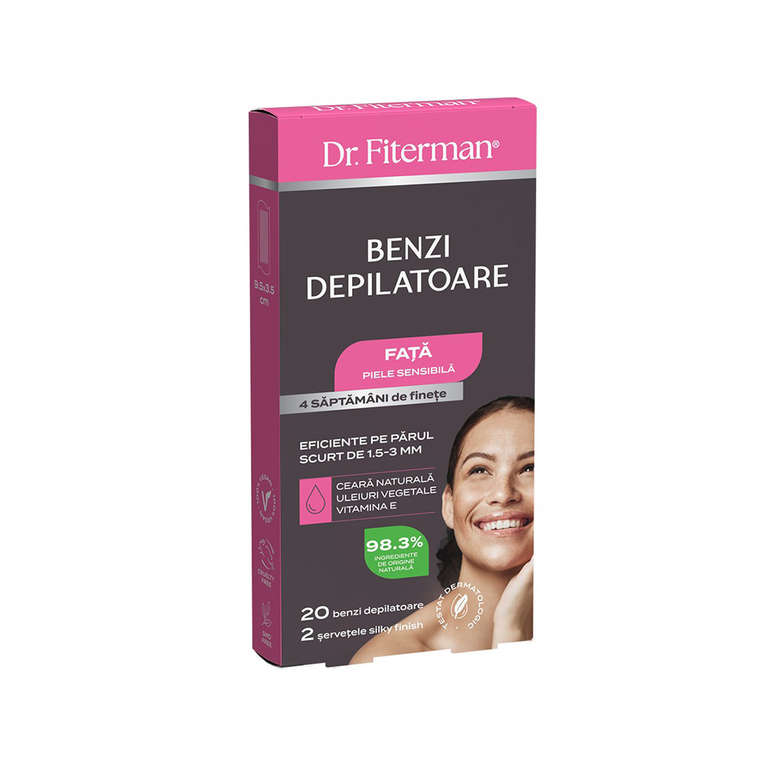 Benzi Depilatoare fata piele sensibila 20 benzi, Fiterman Pharma