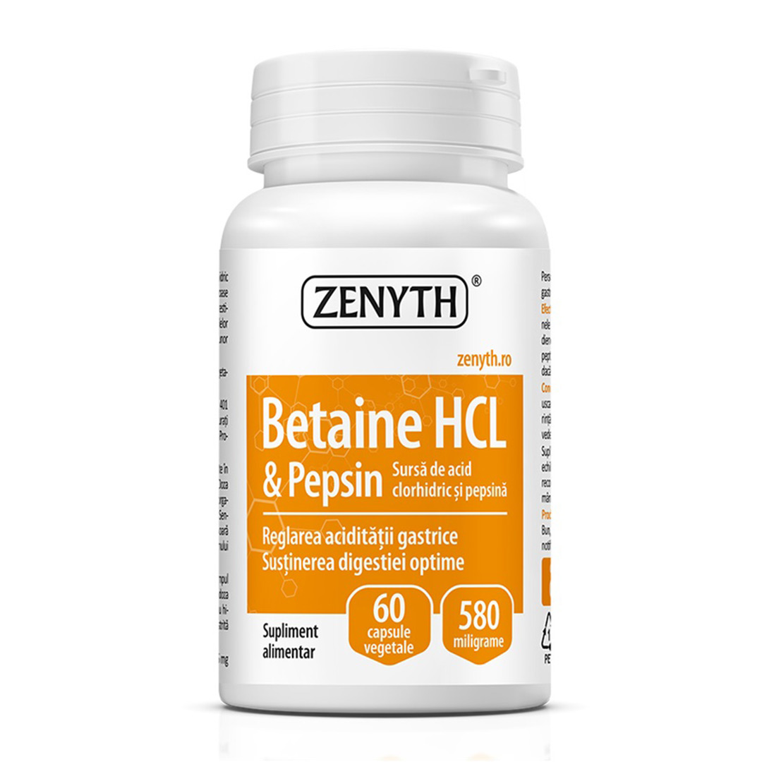 Betaine HCL si Pepsin, 60 capsule, Zenyth