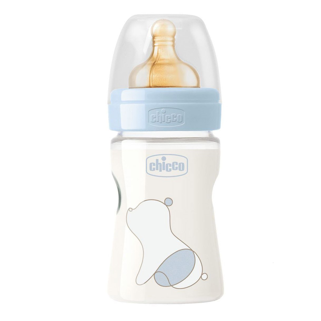 Biberon PP original Touch, tetina cauciuc, flux lent, baieti, 0 luni+, 150 ml, Chicco