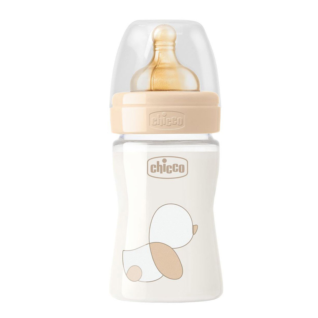 Biberon sticla Original Touch, tetina cauciuc, flux lent, unisex, 0 luni+, 150 ml, Chicco