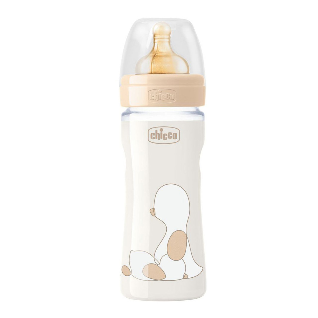 Biberon sticla Original Touch, tetina cauciuc, flux lent, unisex, 0 luni+, 240 ml, Chicco