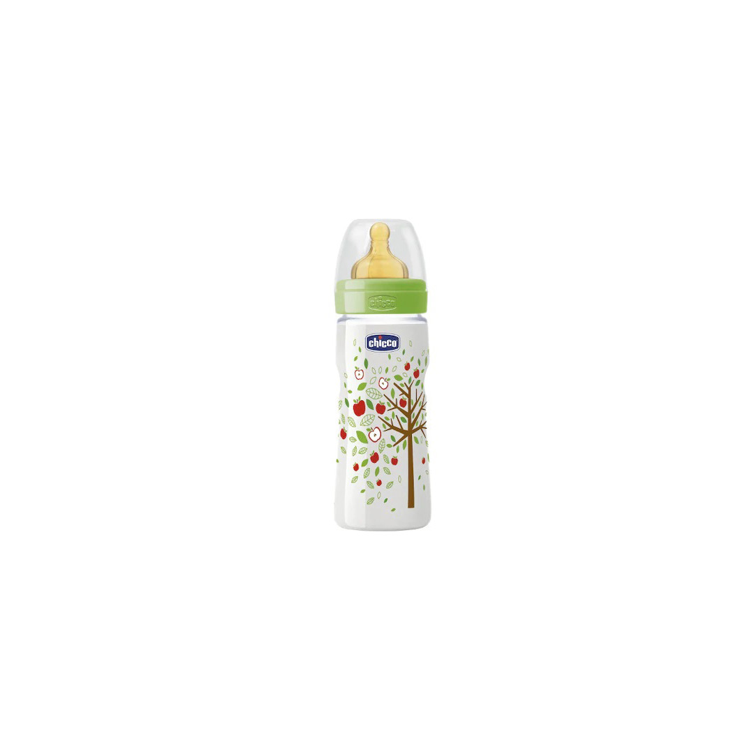 Biberon WellBeing PP Unisex cu Tetina Cauciuc, 330 ml, Chicco