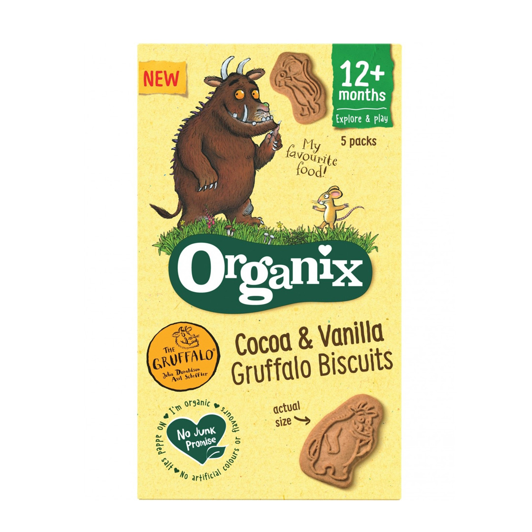 Biscuiti Bio cu cacao si vanilie Gruffalo, +12 luni, 100 g, Organix
