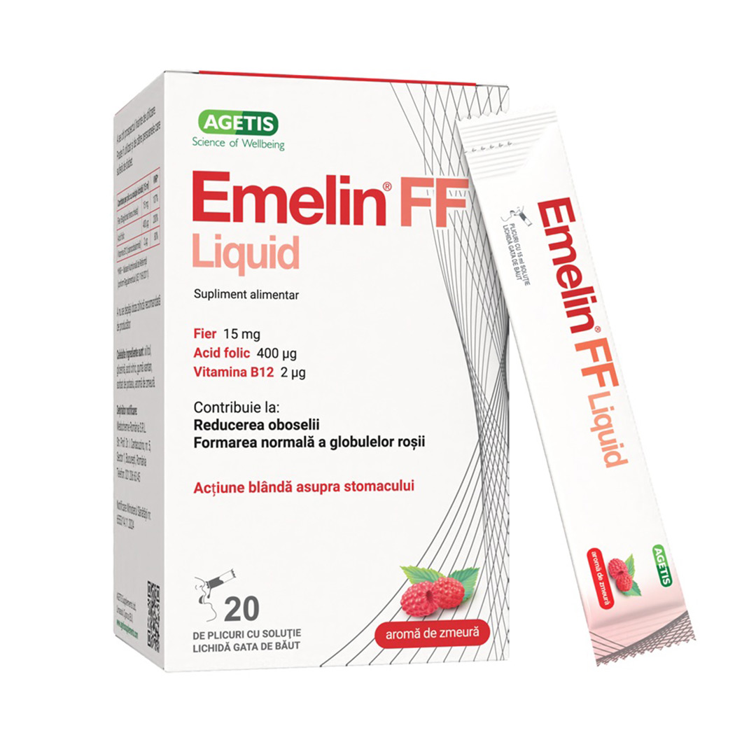 Bisglicinat de fier Emelin FF Liquid, 20 plicuri, Agetis
