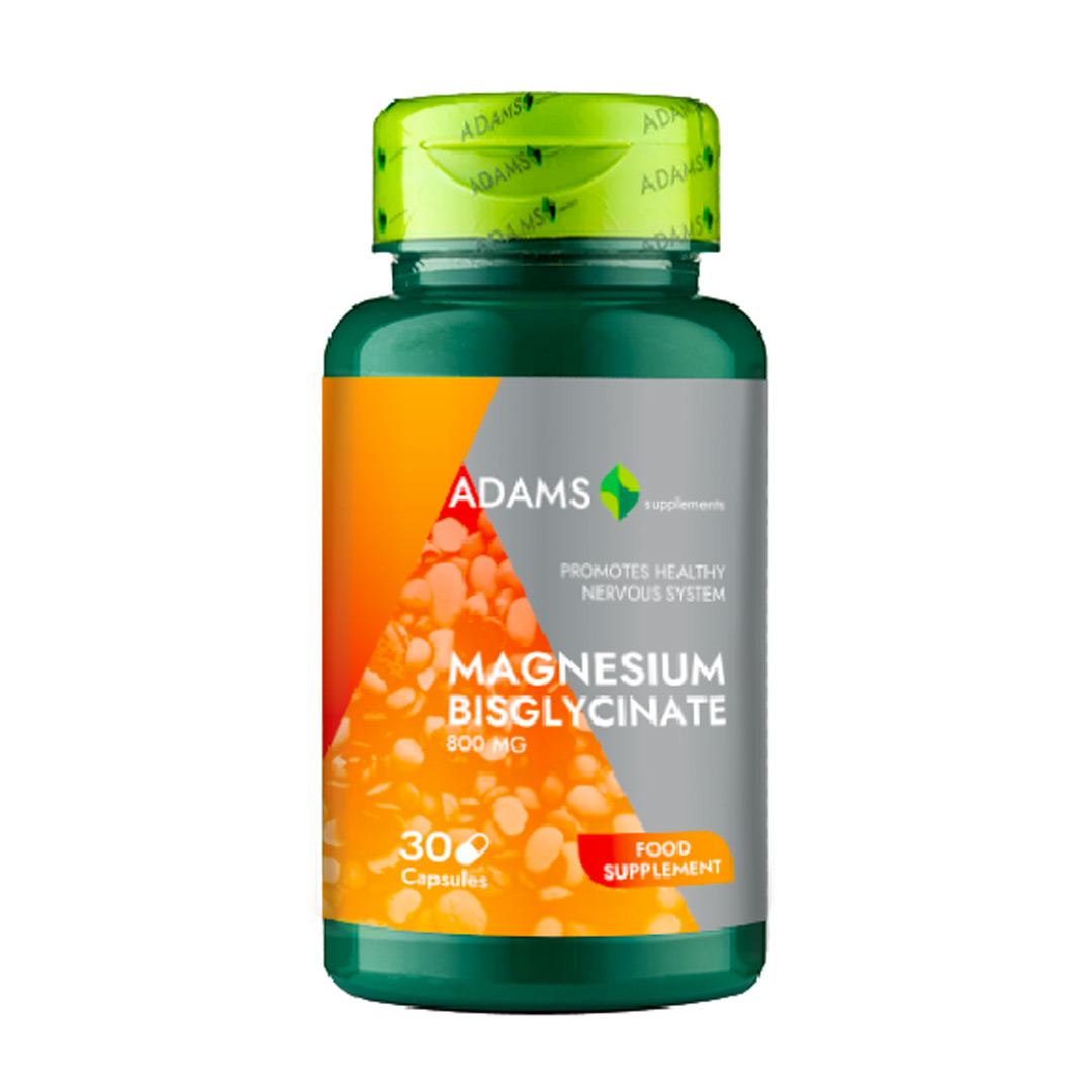 Bisglicinat de Magneziu, 800 mg, 30 capsule, Adams Supplements