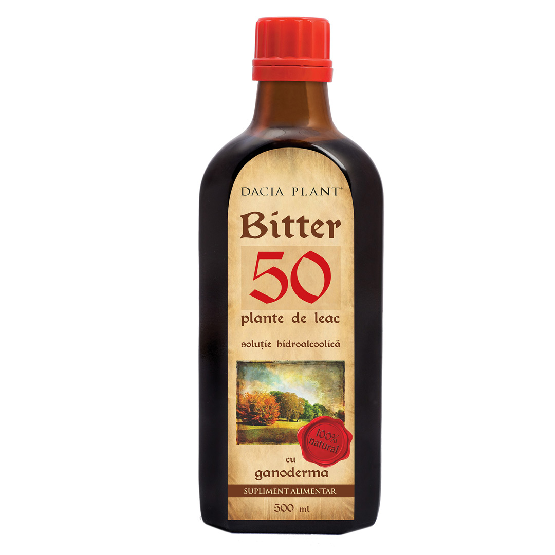 Bitter din 50 de plante cu Ganoderma, 500 ml, Dacia Plant