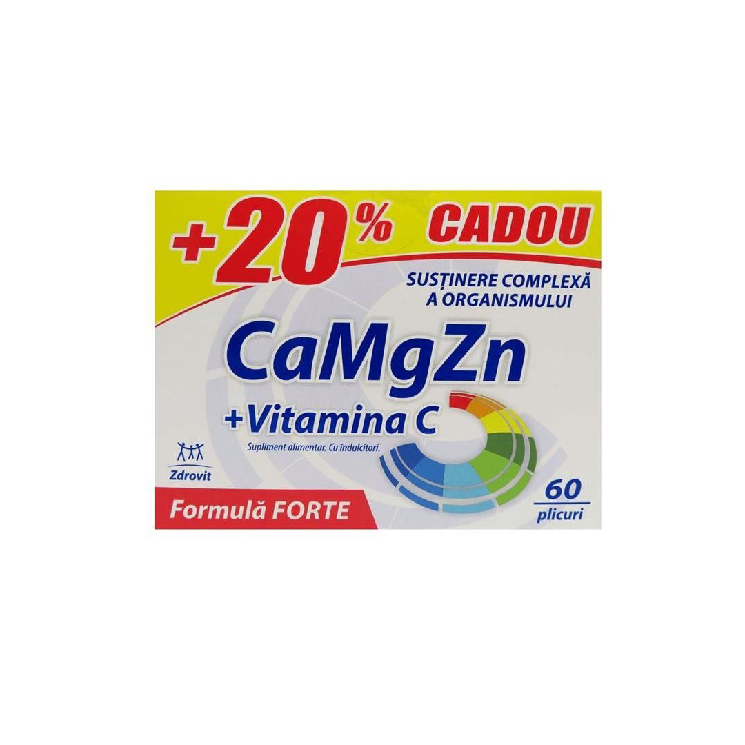 Ca+Mg+Zn+Vitamina C Formula Forte, 60 plicuri, Zdrovit