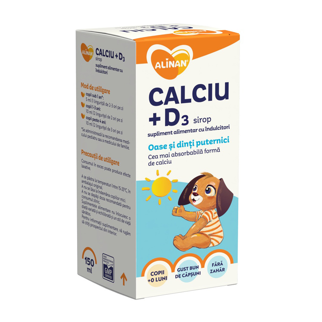 Calciu + Vitamina D3 sirop Alinan, 150 ml, Fiterman Pharma