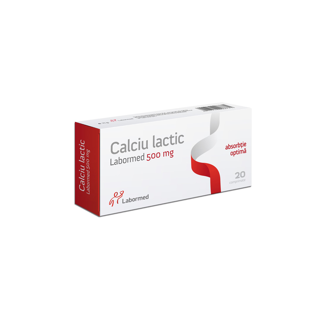 Calciu lactic 500 mg, 20 comprimate, Labormed