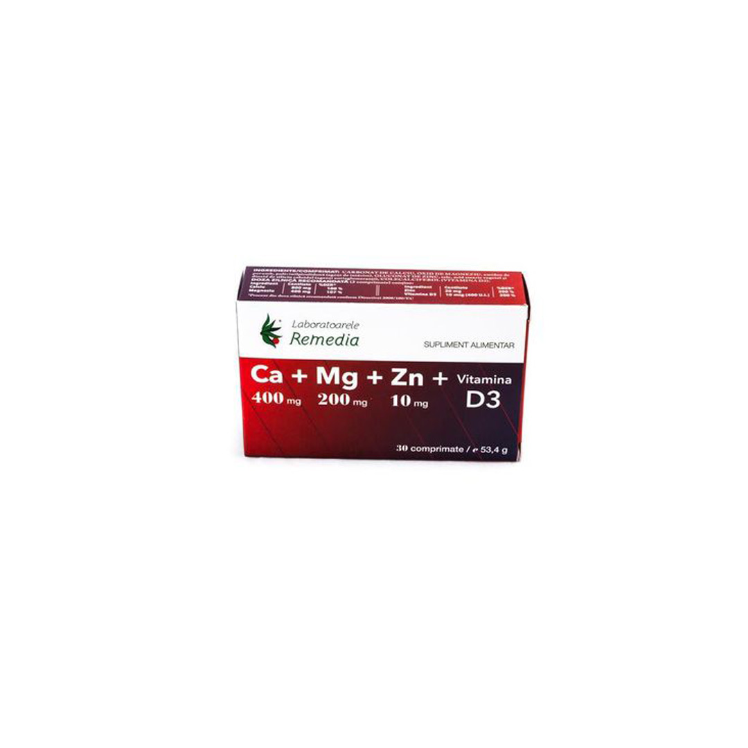 Ca Mg Zn D3, 30 comprimate, Remedia