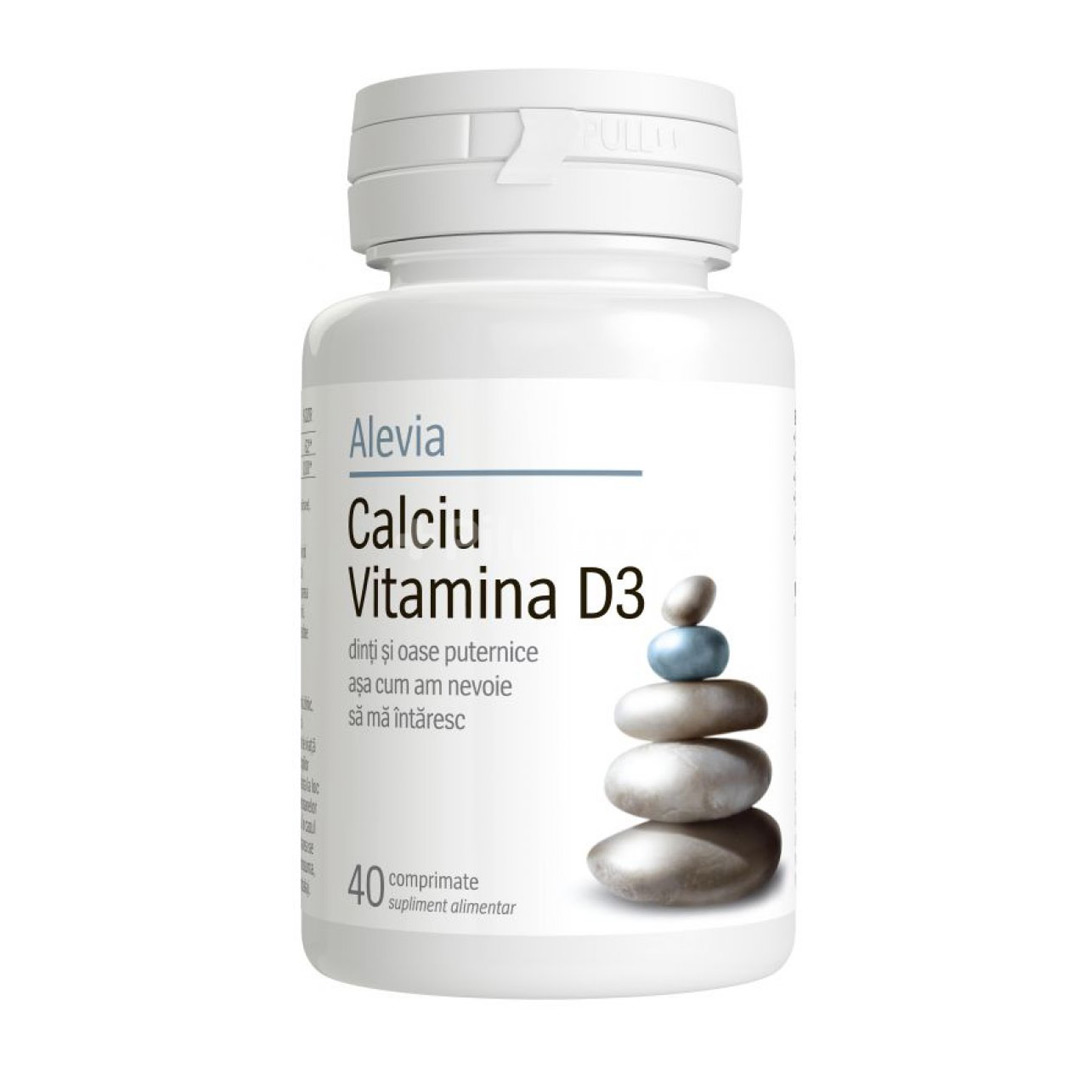 Calciu & Vitamina D3, 40 comprimate, Alevia