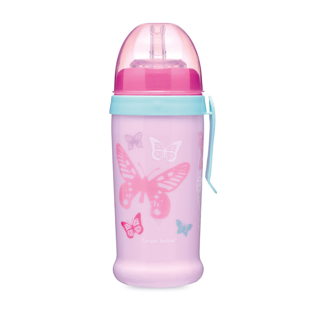 Canita sport cu pai "Butterfly" 56/515, roz, 350 ml, Canpol